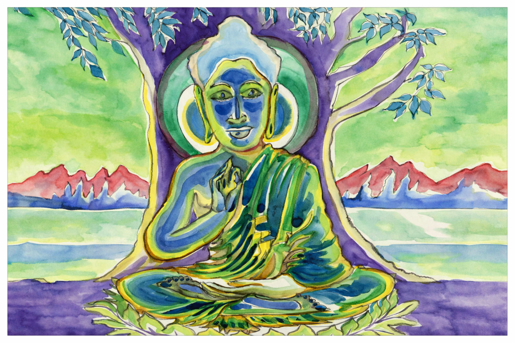 The Buddha meditating beneath the Bodhi Tree
